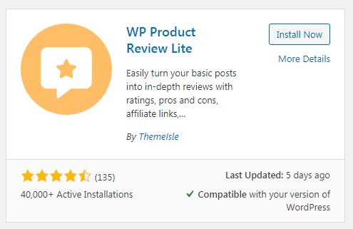 WP Product review lite插件