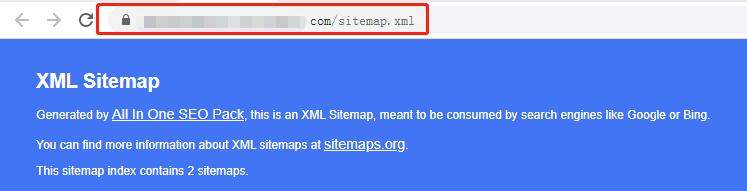 地址栏上显示我们网站的Sitemap地址