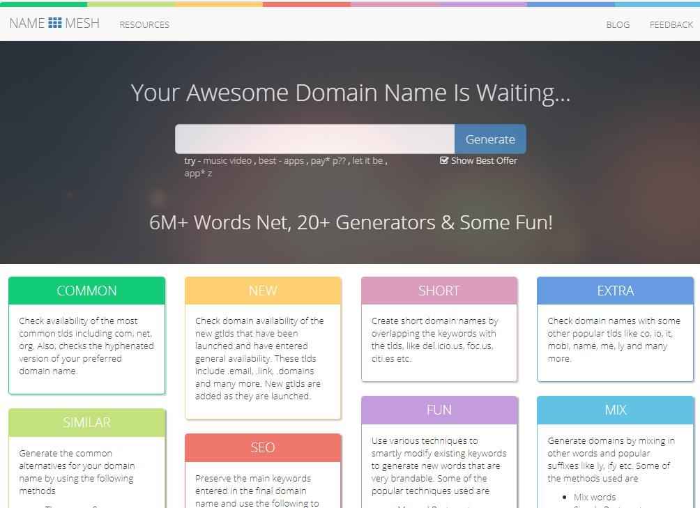 Name Mesh domain name generator